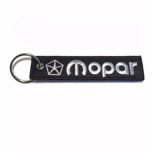 MOPAR Black-Silver Key Chain Fob Embroidered - NEW FAST SHIP
